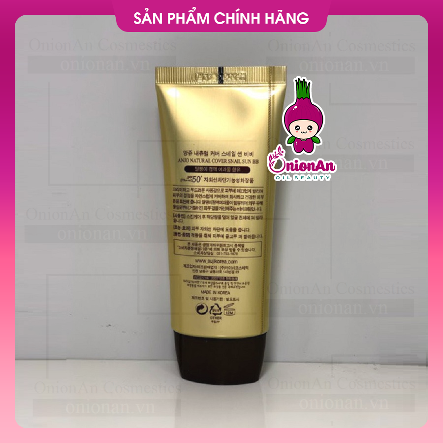 Kem Nền Chống Nắng Ốc Sên Anjo Natural Cover Snail Sun BB SPF50+ PA+++